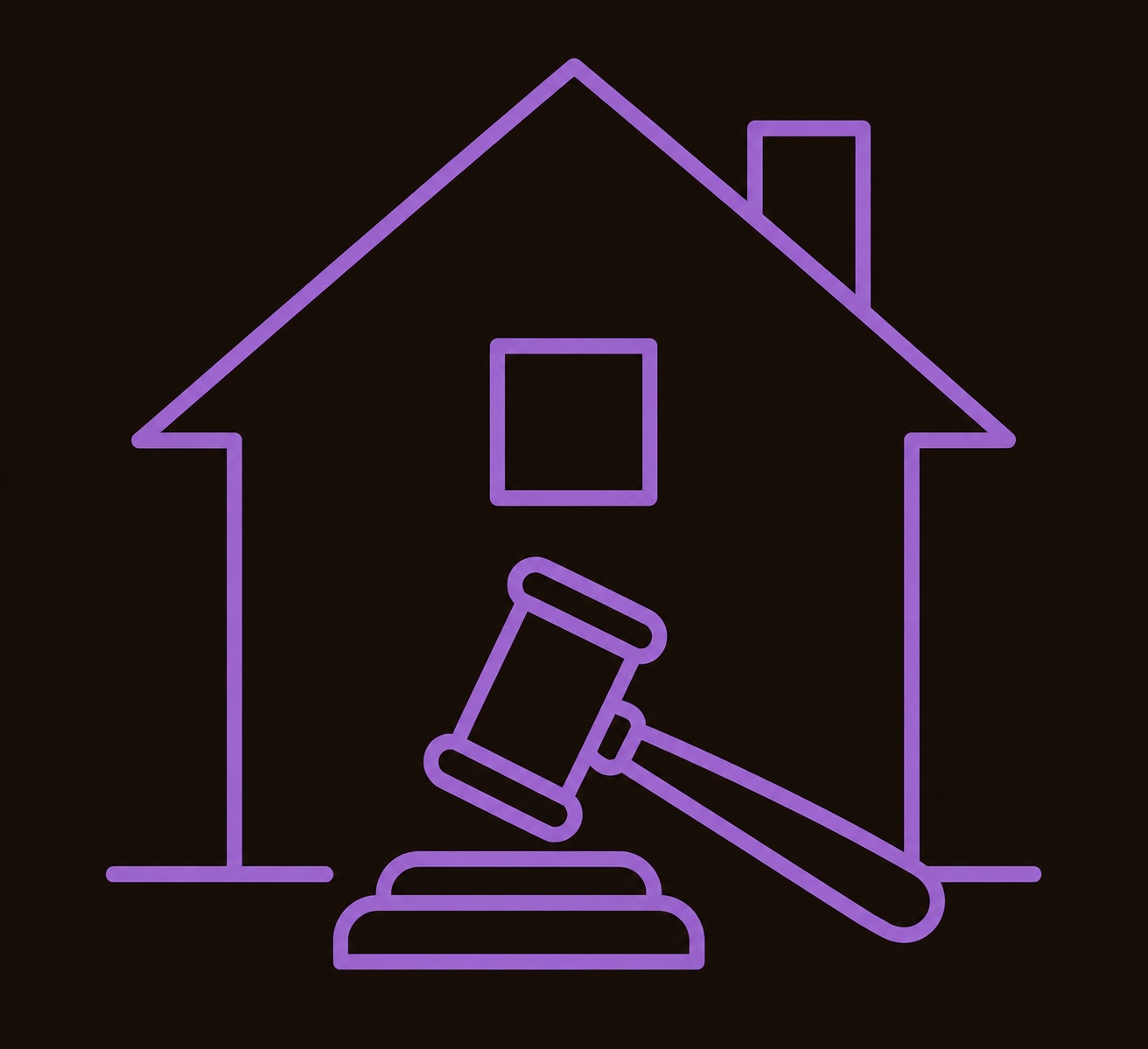 Walker Auctions logo — house with gavel